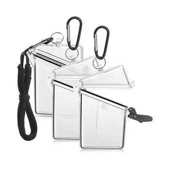 3 комплекта водонепроницаемых футляров для бейджей с удостоверениями личности, прозрачных водонепроницаемых ремешков для бейджей и ключей
