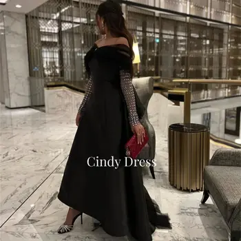 Коктейльные платья Cindy Black, элегантные вечерние женские платья 2024, Роскошное платье Sharon Happy, атласное женское платье для вечеринок, пышные мероприятия