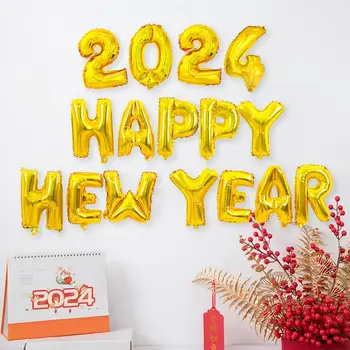 Яркий воздушный шар с цифрами, украшение вечеринки по случаю Дня рождения, воздушные шары с цифрами золотистого цвета, Новый год 2024 для вечеринок