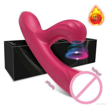 Нагревательный Вибратор для Женщин Вакуумный Стимулятор Клитора Clit Sucker 2 в 1 G Spot Силиконовый Фаллоимитатор Женские Секс-Игрушки Товары Для Взрослых
