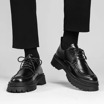Мужская обувь ручной работы, кожаная повседневная обувь на шнуровке Для мужчин, обувь для ходьбы на плоской платформе, Уличная обувь, Мокасины, Дышащие кроссовки