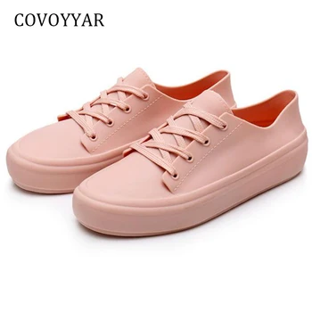 COVOYYAR 2023, водонепроницаемые женские кроссовки, белая желейная обувь, Пластиковая повседневная обувь на платформе, Женская обувь из ПВХ на плоской подошве WSN719