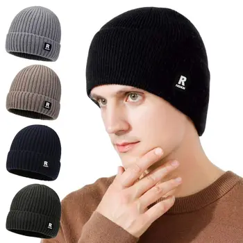 Мягкая вязаная шапка, зимние ветрозащитные наушники на флисовой подкладке, кепка, плюшевые теплые шапочки, мужская шляпа