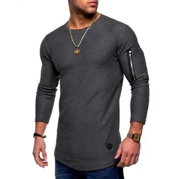 A2818 новая футболка мужская весенне-летняя футболка мужская хлопковая футболка с длинными рукавами для бодибилдинга складная