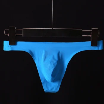 Новые мужские стринги с низкой талией, сексуальное тонкое ледяное шелковое цельное бесшовное 3D выпуклое нижнее белье для мужчин