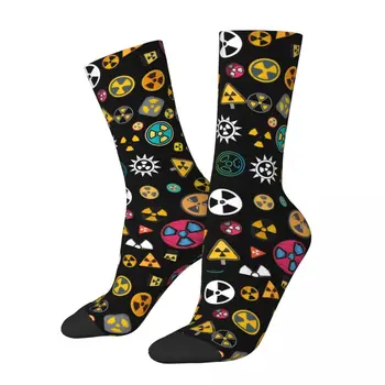 Символы носков с предупреждением о радиации Корейские чулки Осенние противоскользящие носки для пары Мягкие дышащие спортивные носки с принтом на открытом воздухе