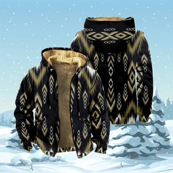 Теплая толстовка с капюшоном, мужская зимняя винтажная Черная парка, куртка с длинными рукавами и рисунком в толстую полоску для мужчин / женщин, плотная одежда