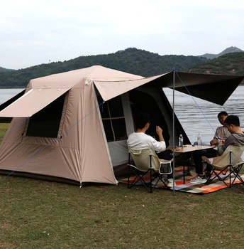 Коньковая палатка для быстрого кемпинга на открытом воздухе с защитой от солнца и сильного дождя, утолщенная, полностью алюминиевая