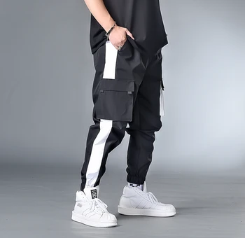 7XL 6XL XXXXL Мужские брюки-карго с поясом в стиле хип-хоп, мужской комбинезон в стиле пэчворк, японская уличная одежда, штаны для бега трусцой, мужские дизайнерские шаровары