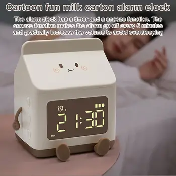 Будильник Цифровые Часы В форме коробки для молока Детские Часы пробуждения Перезаряжаемый Обратный Отсчет Разборчивый Большой Экран Многофункциональный