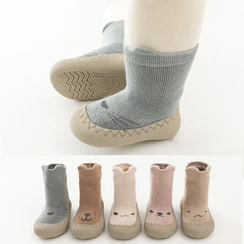 Осень-зима 2023, Детская теплая обувь с подушечками на резиновой подошве, легкая обувь с милым рисунком для малышей, кроссовки для первых ходунков