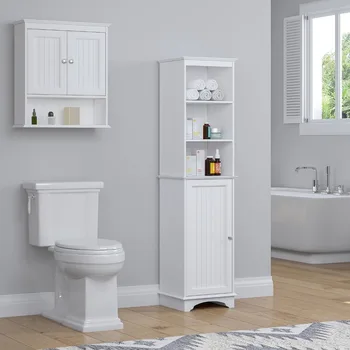 Шкаф для ванной комнаты, бытовой независимый шкаф для хранения с тремя полками, независимая башня для хранения, шкаф для ванной комнаты