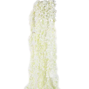 Искусственная шелковая лоза глицинии, подвесная цветочная гирлянда, домашняя уличная свадебная арка, декор для стен в саду, упаковка из 10 штук (белый)