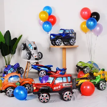 Мультяшный джип с игрушечным воздушным шаром На День рождения ребенка, воздушный шар, гоночный полицейский автомобиль-жук, воздушный шар, с Днем рождения, подарок на День защиты детей, воздушный шар