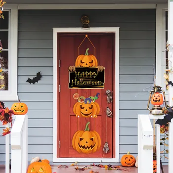 Украшение для вечеринки в честь Хэллоуина, тыква, висящая на двери летучая мышь, Подвеска для украшения атмосферы фестиваля призраков на Хэллоуин