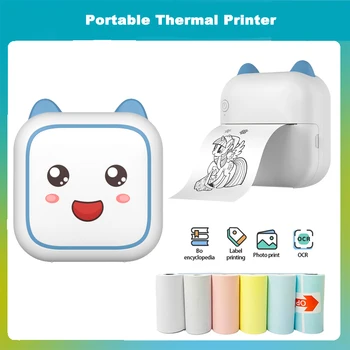 Мини-принтер Портативный карманный термопринтер для рулонов бумаги для заметок без чернил Мини-этикетка Беспроводной интеллектуальный принтер для чековых заметок