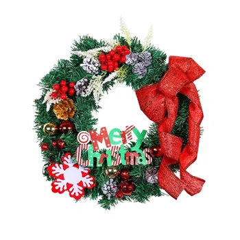 Персонализированный Рождественский сосновый венок с бантом и буквенным декором для Рождественского венка, новогодних украшений для магазинов и дома