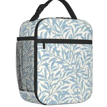 Изготовленная на заказ сумка для ланча в стиле Уильяма Морриса с рисунком Ивы, Мужская и женская сумка-холодильник, Термоизолированный ланч-бокс, Студенческая Школьная