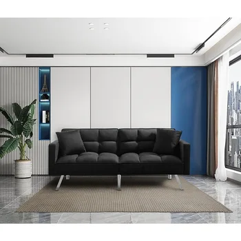 74-Дюймовый бархатный диван-кровать, Раскладной диван-кровать для гостиной, квартира, Ленивая Двойная мебель для дома