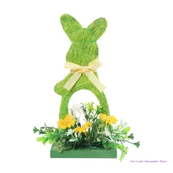 C63E Деревянный Кролик Орнамент Настольные Украшения Детские Подарки Зеленый Кролик Пасхальные Декоры