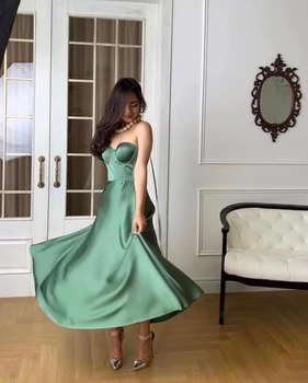 AsaNagi Зеленые вечерние платья из гладкого атласа в виде сердца, женское элегантное вечернее клубное платье 2023 vestidos de graduación