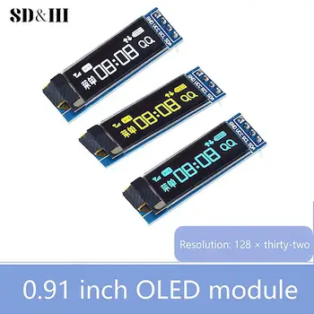 0,91-дюймовый OLED-модуль Белого/синего/Желтого цвета С разрешением 128X32 ЖК-светодиодный Дисплейный модуль 0,91 