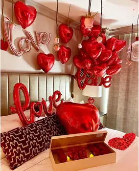 32 шт./1 комплект Воздушных шаров с красными сердечками, свадебный фон, декор комнаты, воздушные шары 