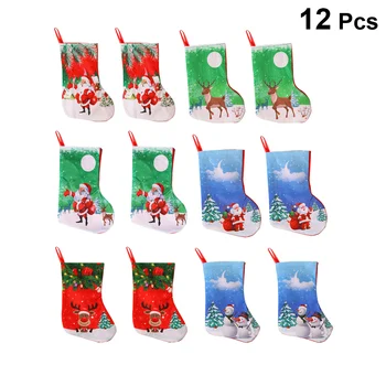 Рождественские чулки 12шт, Рождественский подарочный пакет, носки, чулки в виде снеговика, подарочная сумка для Рождественской елки ()