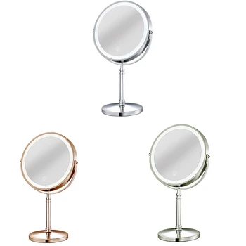 10X Светодиодное зеркало Перезаряжаемое косметическое зеркало с 3 цветами, регулируемой яркостью увеличения, косметическое зеркало с 2 сторонами