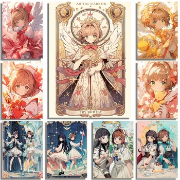 Японское Аниме Cardcaptor Sakura Magic Girl Плакаты с Персонажами и Принты На Холсте, Настенные Художественные Картины для Домашнего Декора Комнаты