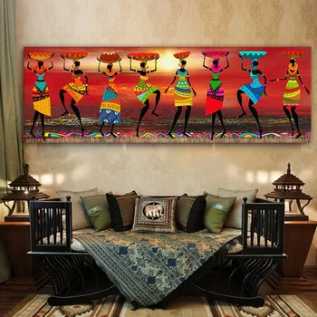 Африканские Этнические Племенные Художественные Картины Чернокожие Женщины Танцующий Плакат Печать На Холсте Абстрактная Художественная Картина для Домашнего Декора Стен