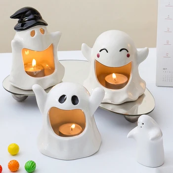 Контейнер для свечей Креативный кулон из керамики на Хэллоуин, контейнер для ароматерапевтических свечей, сделай сам, призрачный подсвечник