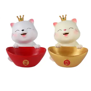 Статуэтка кошки Yuanbao Bowl прочная художественная фигурка для свадебной вечеринки в кафе