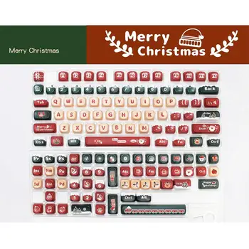 130 Клавиш XOA Profile Keycap Merry ChristmasTheme PBT Keycaps Для Механической Клавиатуры MX Switch Сублимационные Красно-Зеленые Колпачки Для Клавиш