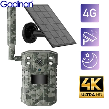 Gadinan 4G Solar Hunting Trail Camera 4K 14MP Водонепроницаемая 20-Метровая Камера Обнаружения Движения PIR Для Дикой Природы с SIM-Картой Ночного Видения 30M