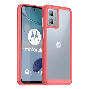 Однотонный стильный прозрачный чехол-бампер из мягкого ТПУ для телефона Motorola Moto G53 5G с ударопрочной жесткой задней крышкой