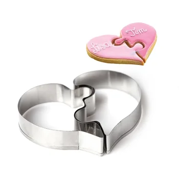 Формочка для печенья Love Puzzle 3D из нержавеющей стали Для украшения свадебного торта с помадкой, Кухонные инструменты для выпечки печенья своими руками