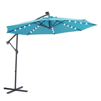 США Бесплатная доставка Светодиодный зонт для патио на открытом воздухе, подвесные консольные кемпинговые лампы, солнечная полоса для патио, ночник