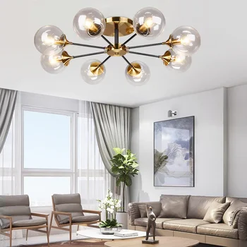 Подвесные светильники Gold Home Deco, современная гостиная, светодиодная люстра, Дымчато-серый / Прозрачное стекло, столовая, спальня, подвесной светильник