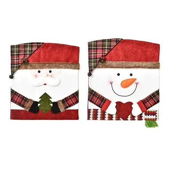 2 упаковки рождественских чехлов для стульев, Санта и Снеговик, Рождественский Съемный чехол для стула, Рождественский Дом