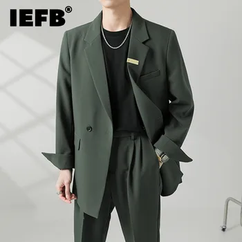 Деловой мужской Деловой костюм IEFB, Пальто, Новые Мужские Слегка Свободные Однотонные Блейзеры В Корейском Стиле, Модные Простые Универсальные 9C856