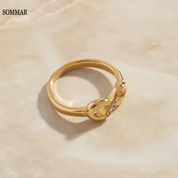 SOMMAR Горячее предложение, Позолоченные Обручальные кольца для девочек размера 6, 7, 8, 8-образное кольцо, Ювелирные изделия на шею, Изысканные Ювелирные Изделия, Подарки