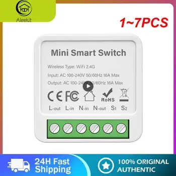 1 ~ 7ШТ Tuya MINI Wifi Switch 2-полосное реле Приложение Smart Life Беспроводной пульт дистанционного управления Умный дом Для Alexa Home Яндекс