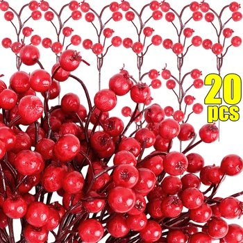 Рождественские искусственные красные ягоды, красные ягоды из пенопласта, Ветки Падуба, Украшения для Рождественской елки своими руками, Украшения для домашнего новогоднего стола