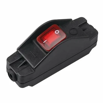 30A 220V Вкл/Выкл Встроенный переключатель шнура с индикатором Черный IP65 Водонепроницаемый пластиковый встроенный переключатель шнура-качалки