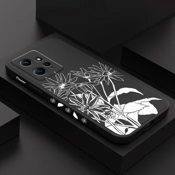 Черный Цветок Пион Чехол Для Телефона Xiaomi Redmi Note 12 12S 11 11S 10 10T 10S 9 9S 8 7 Pro Plus 4G 5G Жидкий Силиконовый Чехол