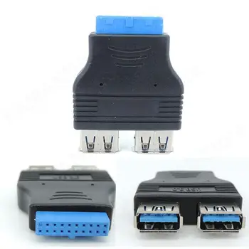 Двухпортовый адаптер USB 3.0 для подключения к материнской плате с внутренним 20-контактным разъемом, 20-контактный адаптер для подключения 2 X USB A Female B4