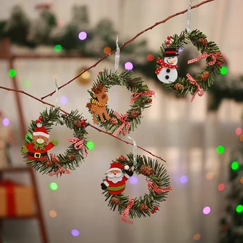 Рождественский венок, Рождественская гирлянда, Рождественский Снеговик, Подвесные сосновые шишки на двери