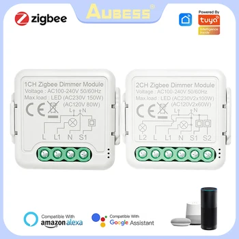 Модуль интеллектуального диммера Tuya ZigBee3.0 Smart Home remote voice timer Switch, Работает с приложением Tuya Smart Life Alexa Google Home