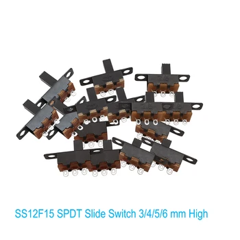 10шт SPDT Mini Micro Slide Switch 50V 0.5 A SS12F15 Переключающий Вертикальный Ползунковый Переключатель Для Монтажа На панели PCB Arduino Electronic 3/4/5/6 мм
